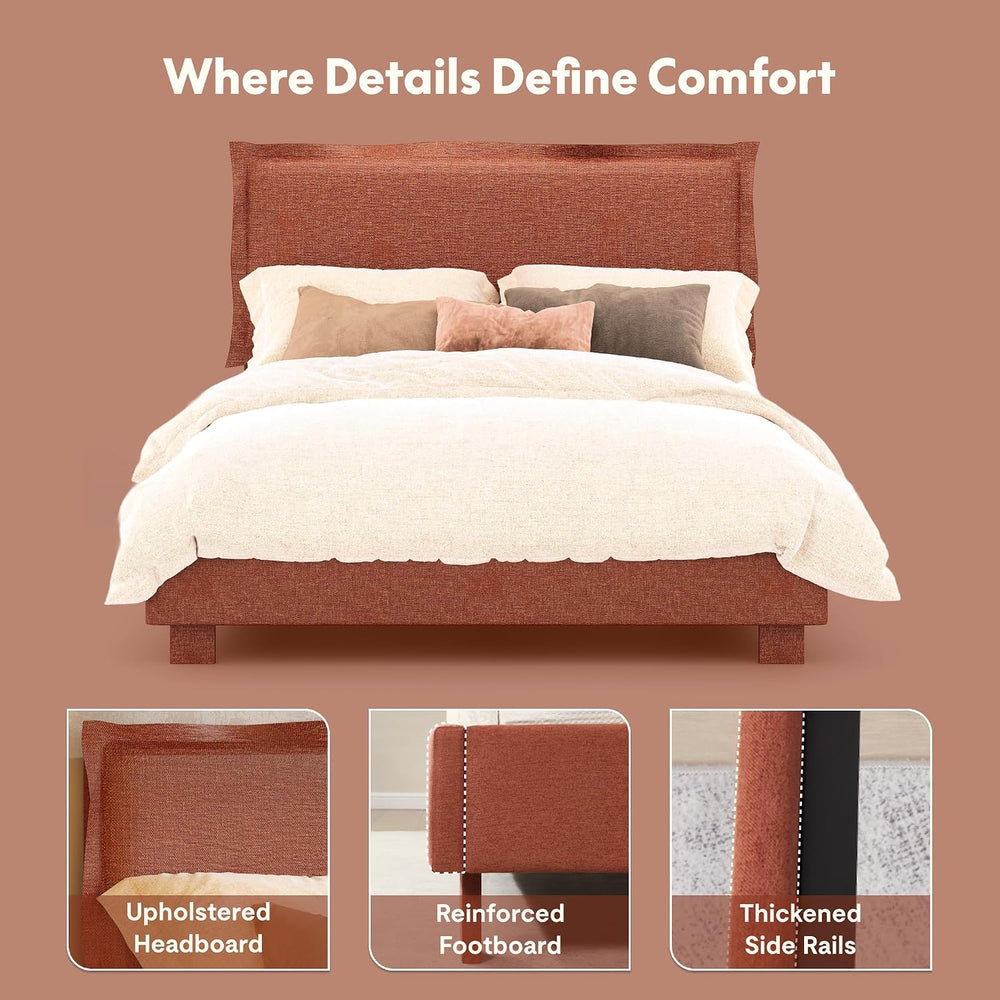 FLEXISPOT Adjustable Bed Base with Upholstered Bed Frame, Head & Foot Lift