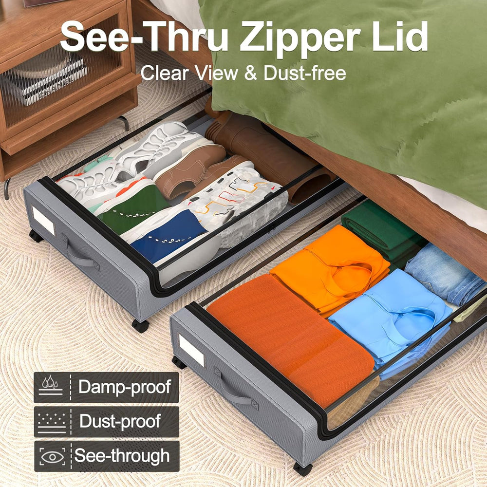 GoMaihe Under Bed Storage with Wheels 48L Grey 4-Pack
