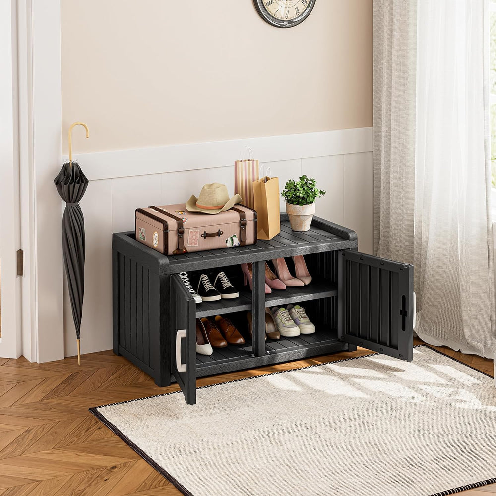 KAMABOKO Outdoor Shoe Storage Cabinet, Waterproof UV-Resistant Entryway Stora...