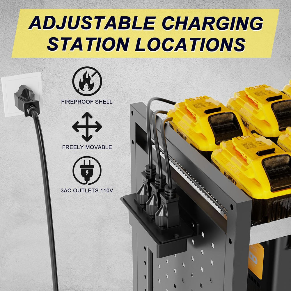 6-Tier Large Power Tool Organizer Cart with Charging Station, Heavy-Duty Gara...