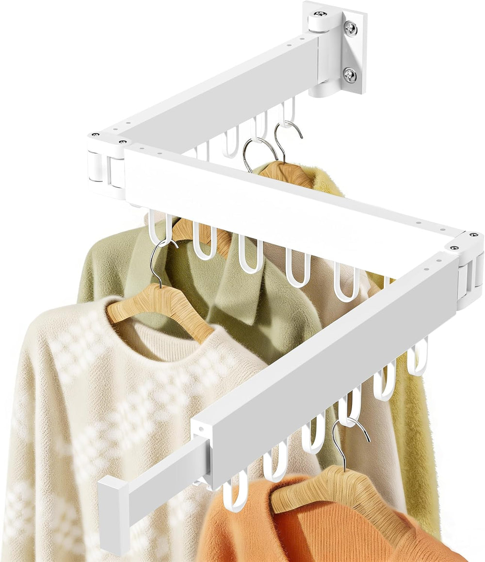 JAUREE Clothes Drying Rack Wall Mounted, Space-Saving Drying Rack Clothing, C...