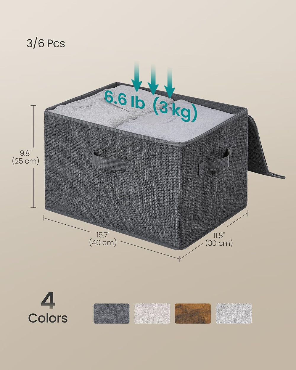 SONGMICS Set of 6 Storage Bins with Zipper Lids, 31 Quart Storage Boxes