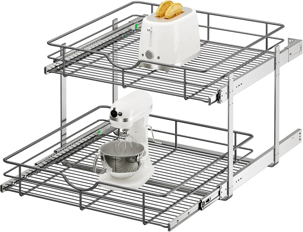 2 Tier Pull Out Cabinet Organizer - 23" W x 22" D Soft Close Slide ...