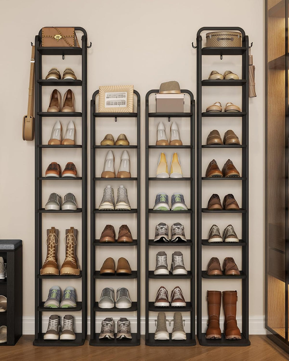 Hzuaneri Vertical Shoe Rack, Shoe Shelves, Wood Shoe Organizer for Closet, En...