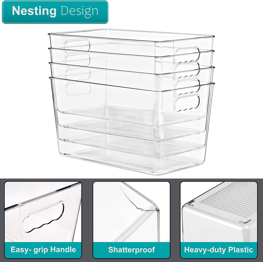 Sorbus Clear Storage Bins with Lids for Kitchen (Extra Large, 8 Pack)
