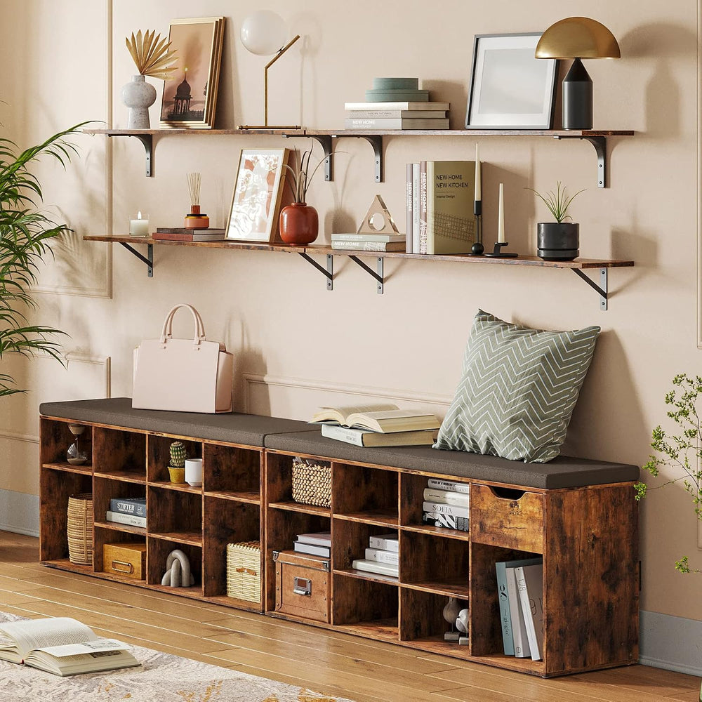DINZI LVJ Long Wall Shelves, 39.4Inch Wooden Wall Mounted Shelves, Set of 2