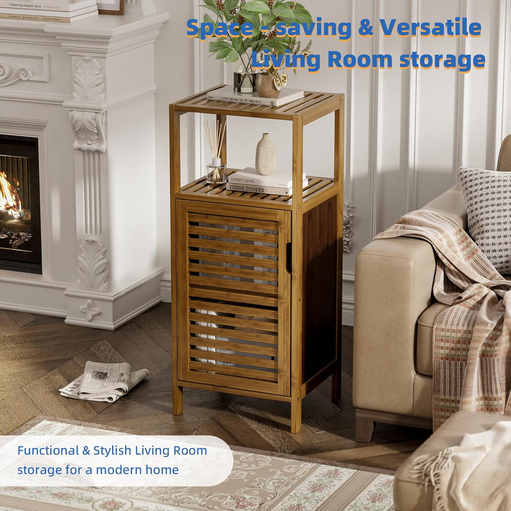 HITNET Bathroom Cabinet, Bamboo Floor Cabinet Free Standing, 4 Tier Sofa Side...
