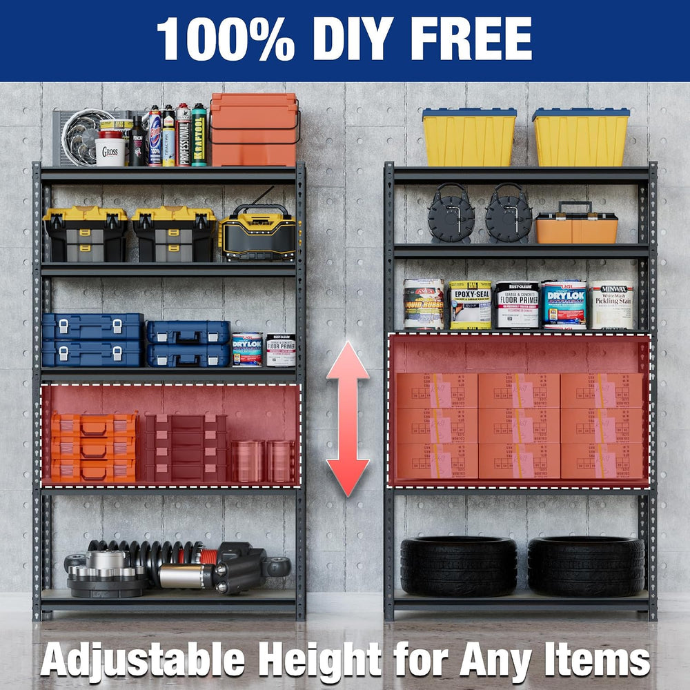 WORKPRO 2180LBS Capacity 5-Tier Black Shelving, 35.4”Wx11.8”Dx72”H