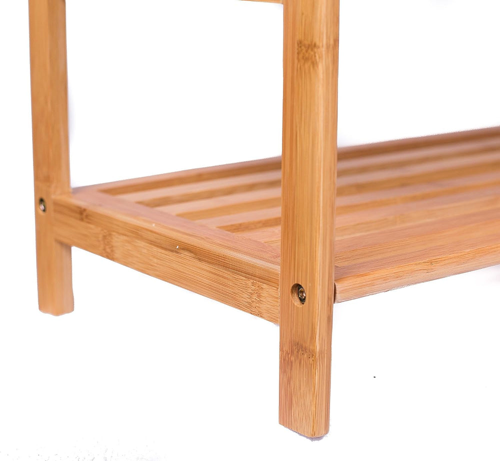 BIRDROCK HOME 3 Tier Free Standing Shoe Rack with Handles | Bamboo | Wood | C...