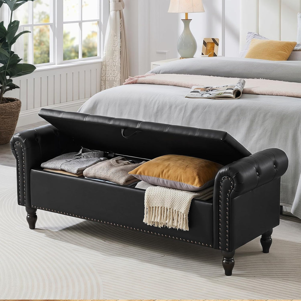 Furniliving 63” End of Bed Bench, Bedroom Bench with Button-Tufted, Upholster...