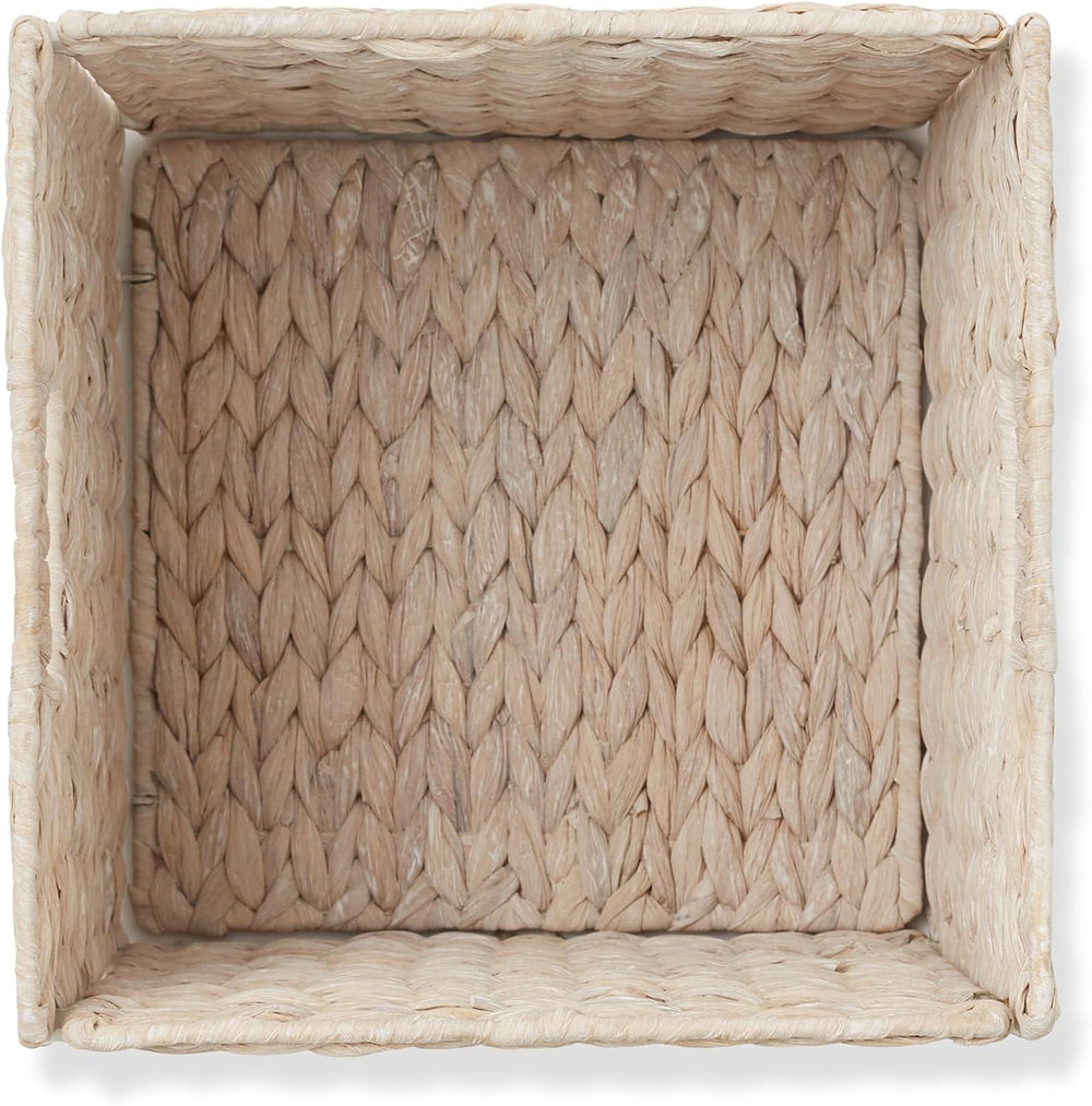 Casafield 10.5" x 10.5" Hyacinth Storage Baskets, Whitewash - Set o...