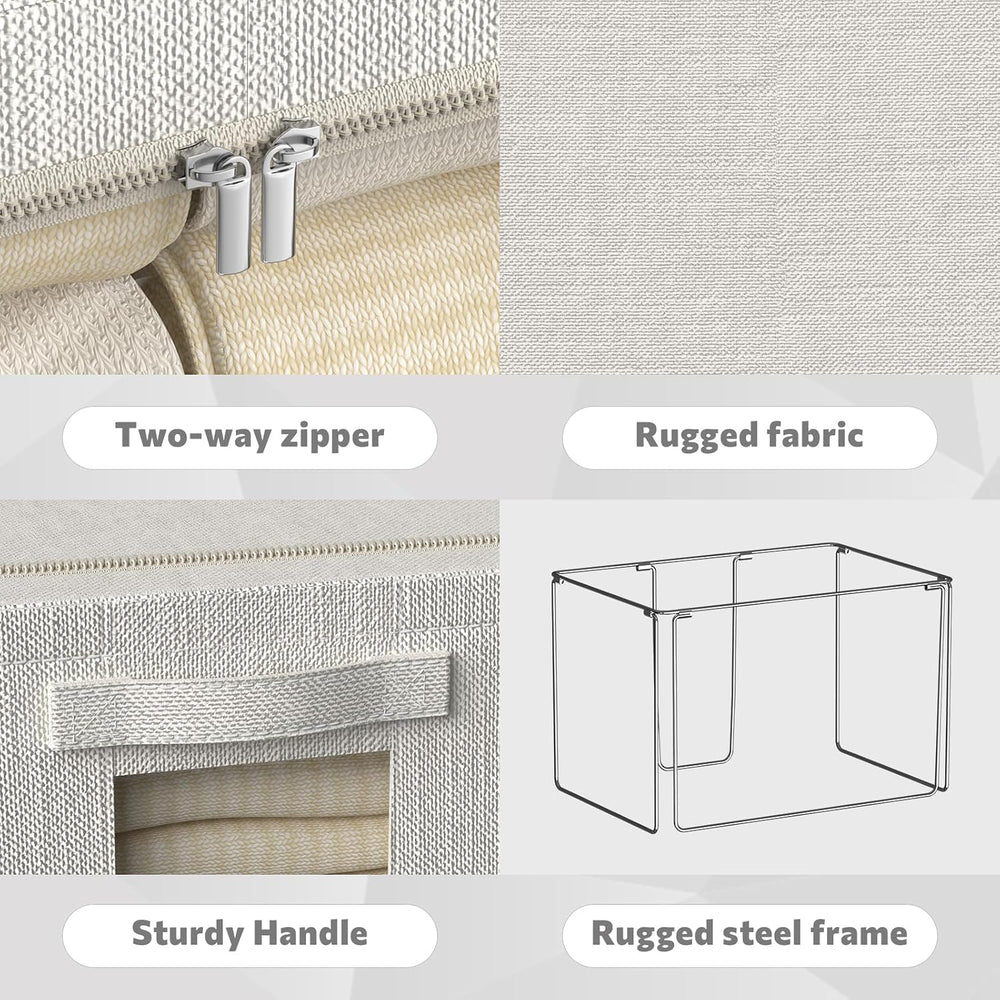 FHSQX 6 Pack Clothes Storage Bins with Metal Frame 100L Foldable Storage Bins...