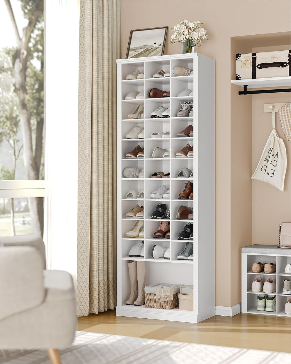 Hzuaneri 11 Tiers Shoe Storage Cabinet, Tall Shoes Cabinet with Cubby