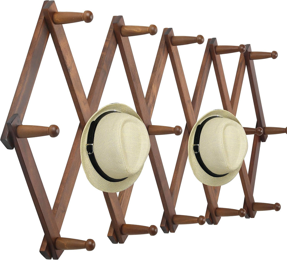 WEBI Accordion Wall Hanger, Wooden Coat Rack Wall Mounted, Hat & Cap Hook...