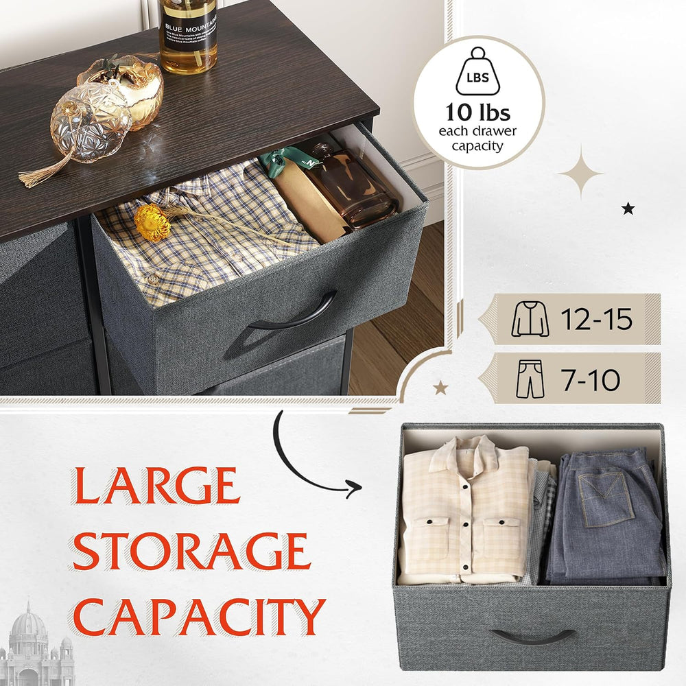 WLIVE Dresser for Bedroom with 6 Drawers, Dark Grey