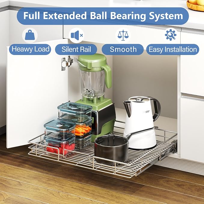 ROOMTEC Pull Out Cabinet Organizer, Cabinet Pull Out Shelves 28½" W x 21...