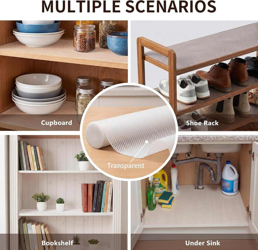 Cabinet Drawer Shelf Liner 30-in: 100% EVA Clear Dual-Sided Non-Slip Large