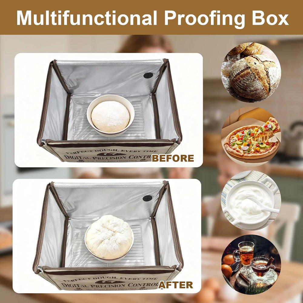 Bread Proofing Box, Folding Dough Proofing Warming Box with 50-113℉ Temp Cont...