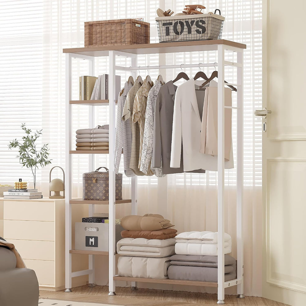 VECELO Open Garment Clothing Rack, Free-Standing Heavy Duty Storage Closet wi...