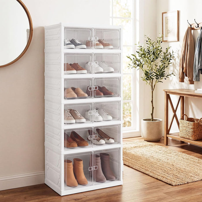 GIANTEX 6-Tier Plastic Foldable Shoe Rack Organizer, Easy Assembly