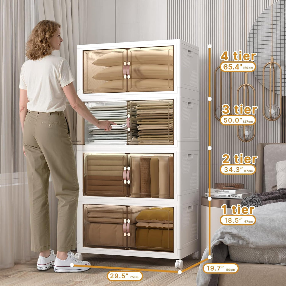 UAMFURI 672QT Stackable Storage Bins with Lids,Doors & Wheels