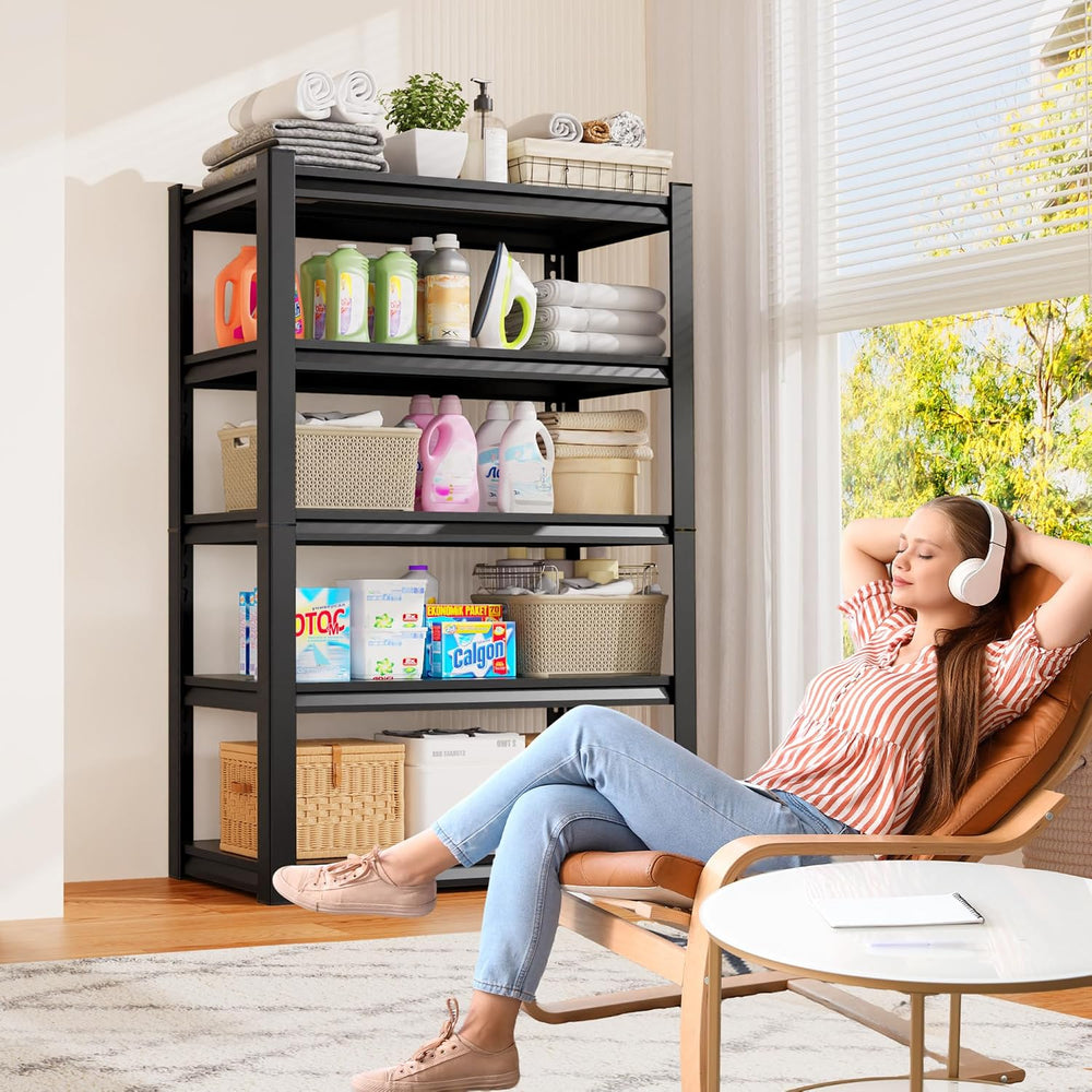 Set of 3 Garage Shelving 5-Tier Heavy Duty Storage Shelves, Adjustable Metal ...
