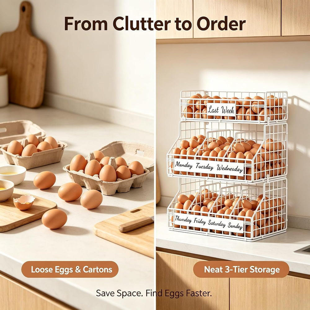 Egg Holder Countertop, Large 3T Chicken Egg Basket for Gathering Fresh Eggs