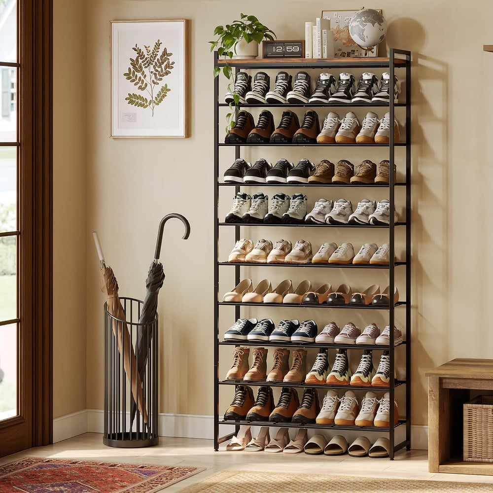 10 Tier Shoe Rack Organizer for 40-50 Pairs, Tall Metal Shoe Storage Shelf wi...