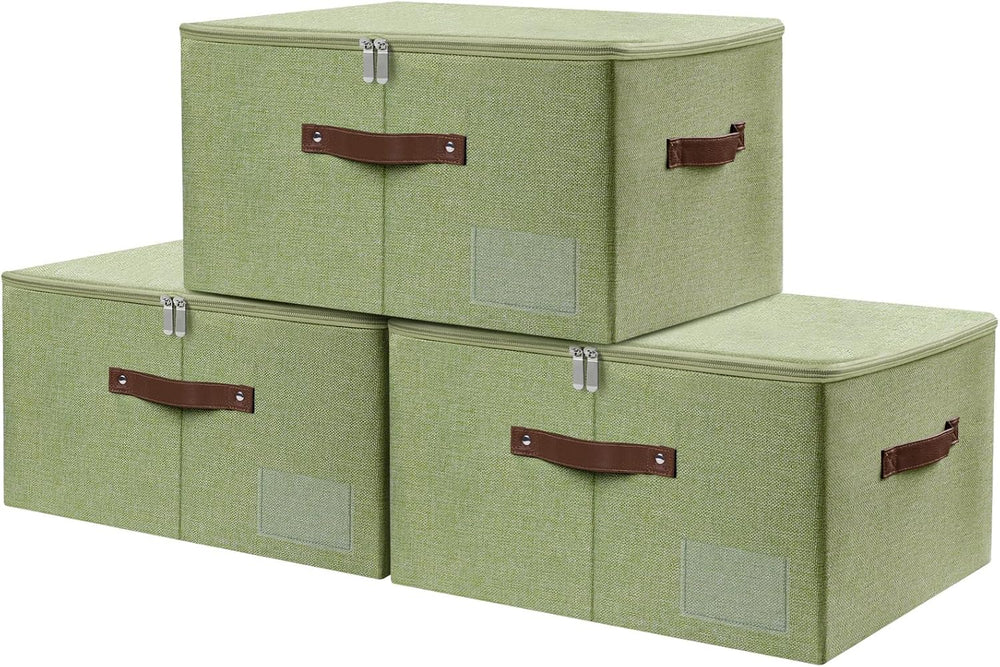 3 Pack Storage Bins with Zipper Lids 17.7"x13.8"x10" Foldable ...