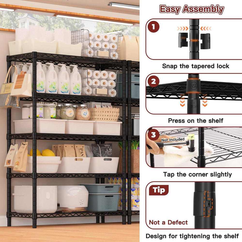 PrimeZone Wire Storage Shelves, 5-Tier Adjustable NSF Metal Shelving