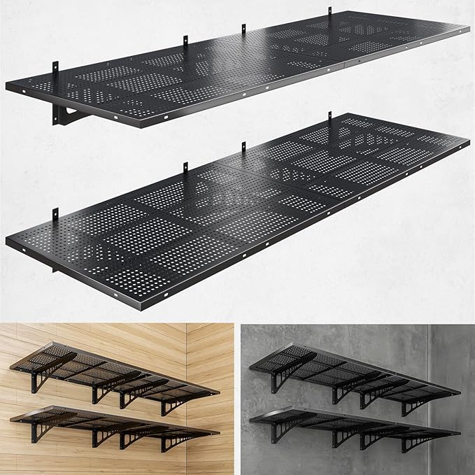 4-Pack 2x3ft Heavy Duty Garage Wall Shelving, 1000 lbs Load Capacity, Garage