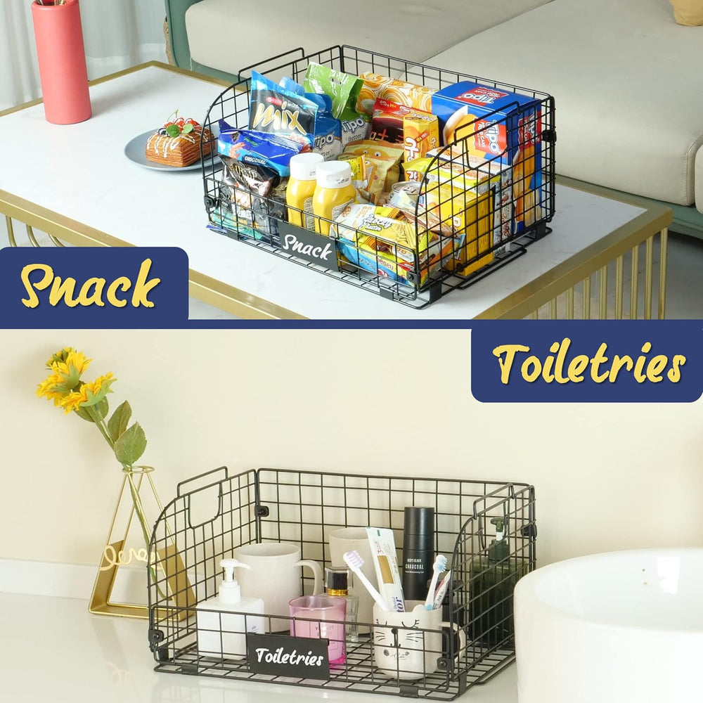4 PACK XXL Stackable Wire Baskets for Storage Pantry,Fruit Basket For Kitchen...