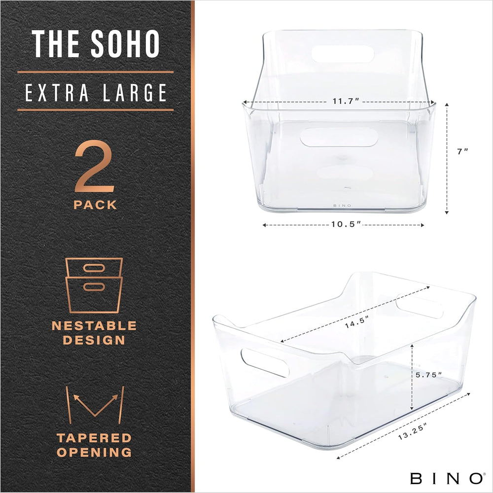 BINO | Plastic Storage Bins, X-Large - 2 Pack, Clear | THE SOHO COLLECTION | ...