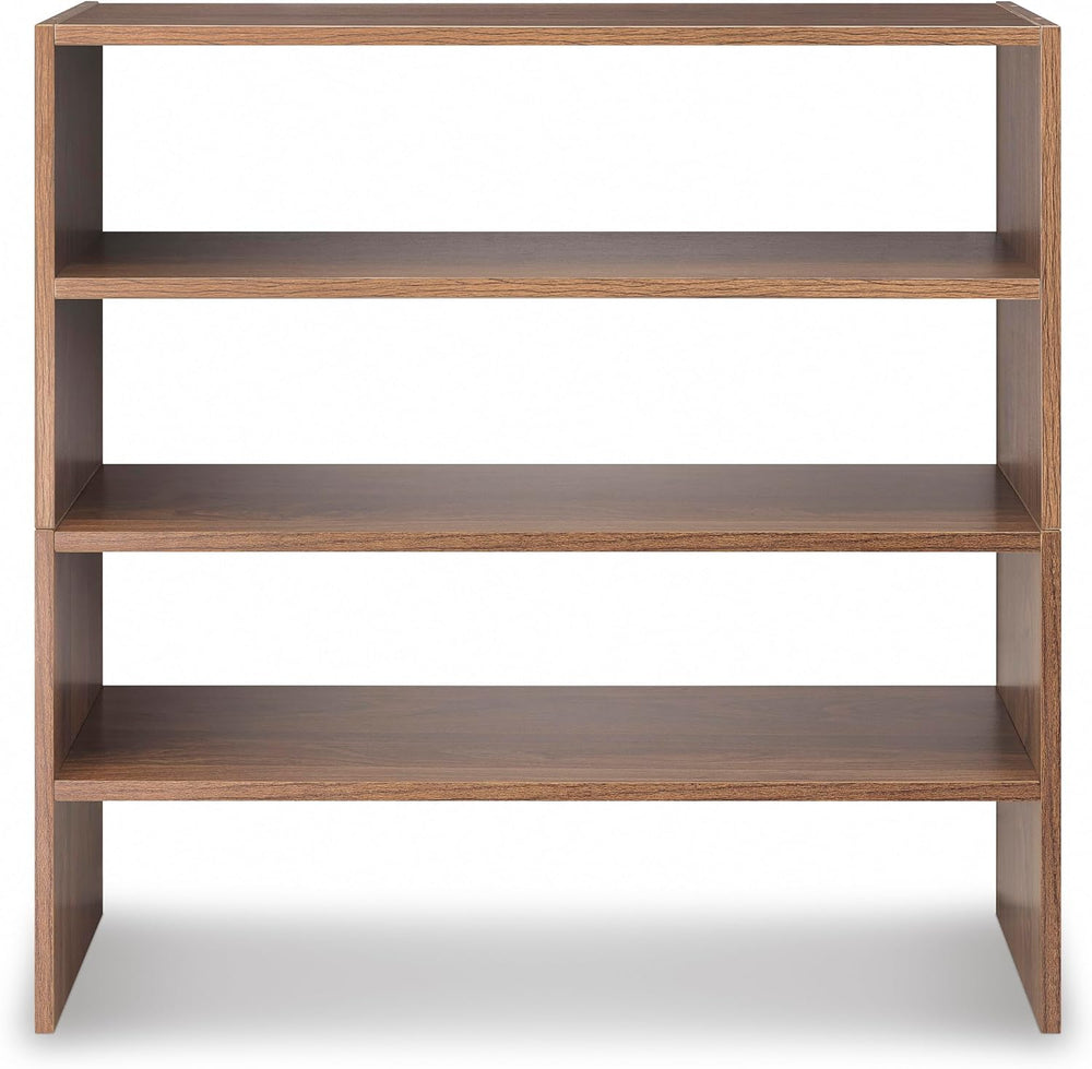 Whitmor Wood Stackable 2-Shelf Shoe Rack, Walnut, 24 inches,2 Pack