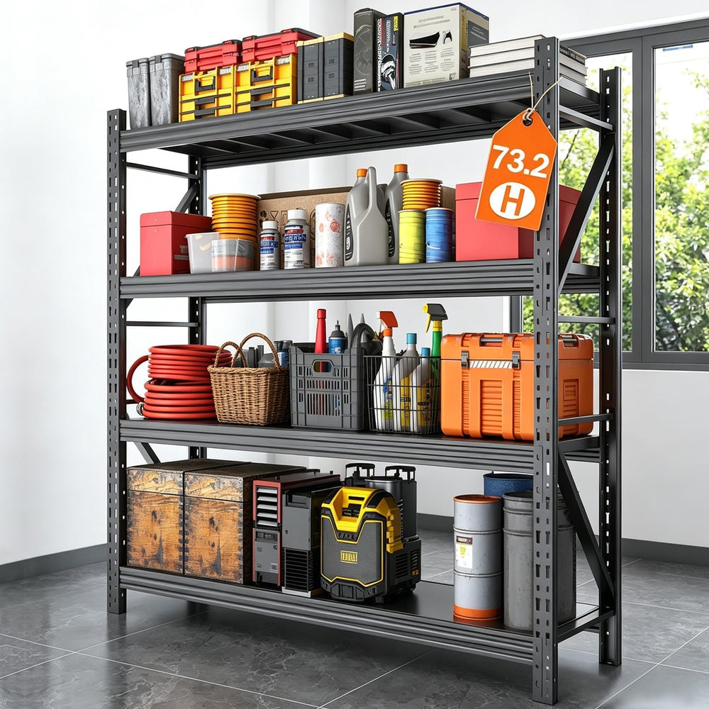 31.5''W Heavy Duty Storage Shelves, 2500LBS Metal Garage Shelving Uni...
