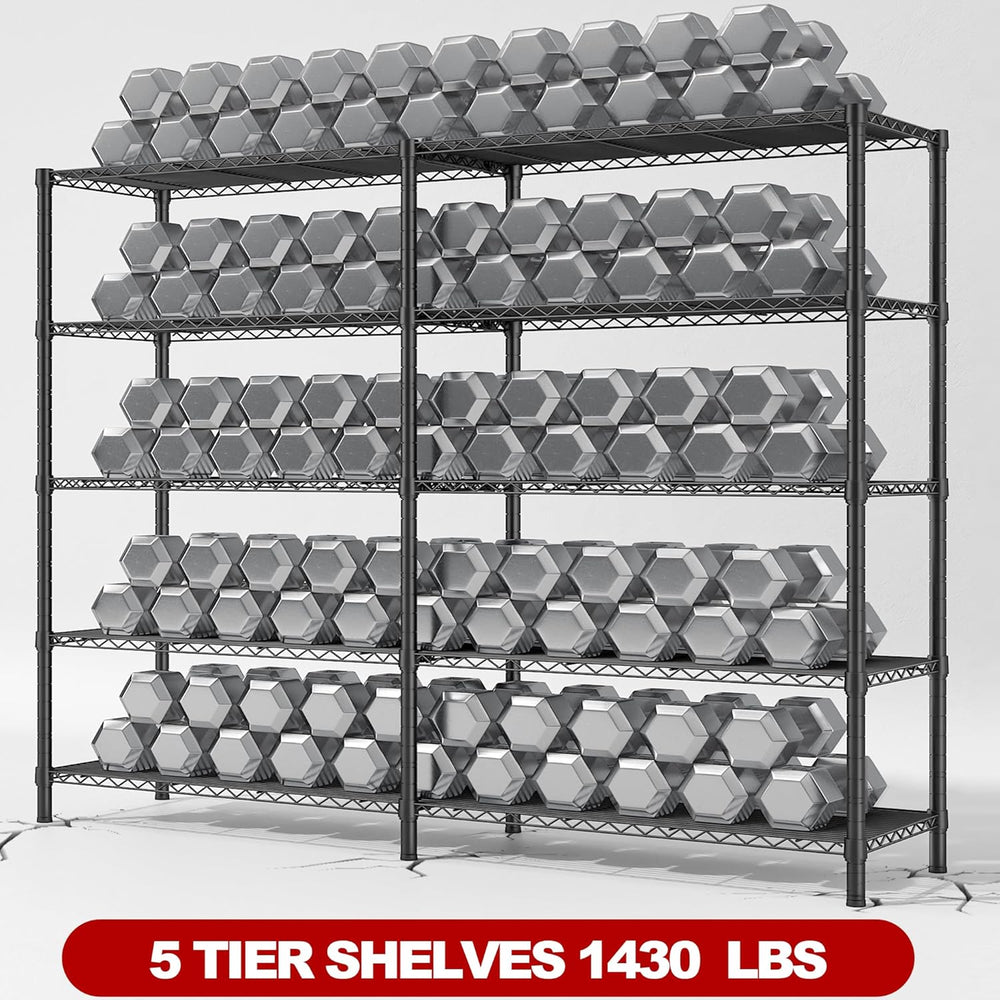 REIBII 5-Tier Heavy Duty Wire Shelving Unit, 1430LBS Storage Shelf Rack