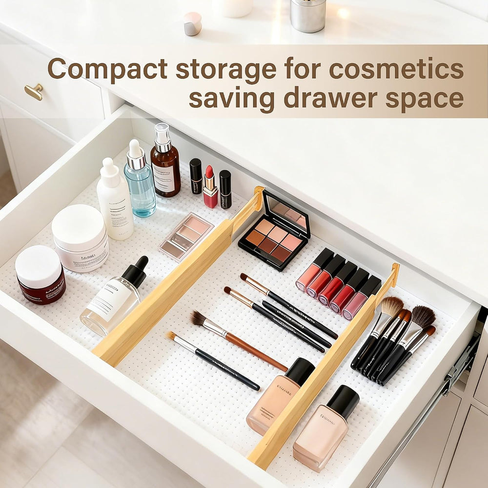 Adjustable Bamboo Drawer Dividers of 8, Expandable Organizers (16.9"-22....