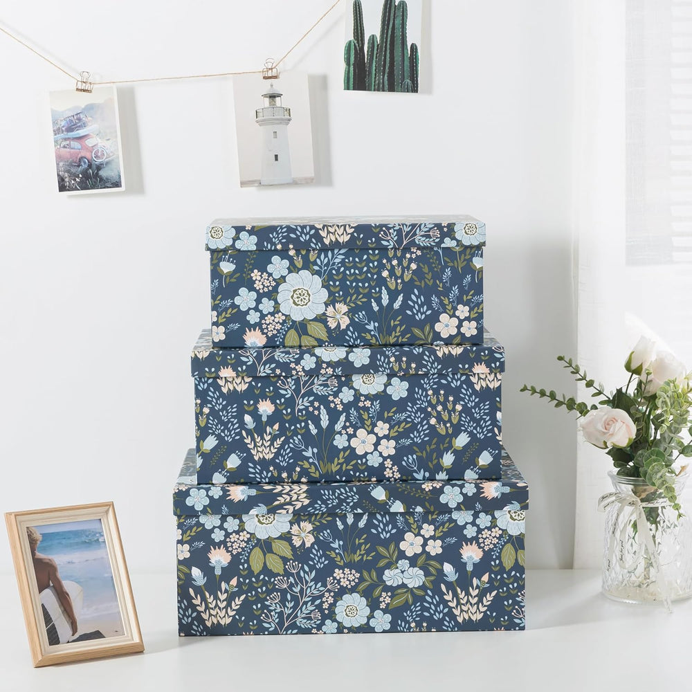 Soul & Lane - Nightfall Bloom Decorative Storage Boxes with Lids, Set of 3