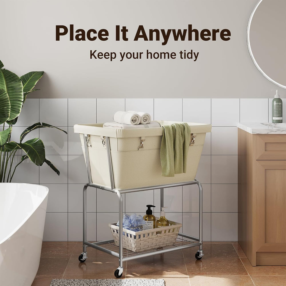 ELYKEN Rolling Laundry Hamper with Wheels, Removable Bag, Laundry Cart