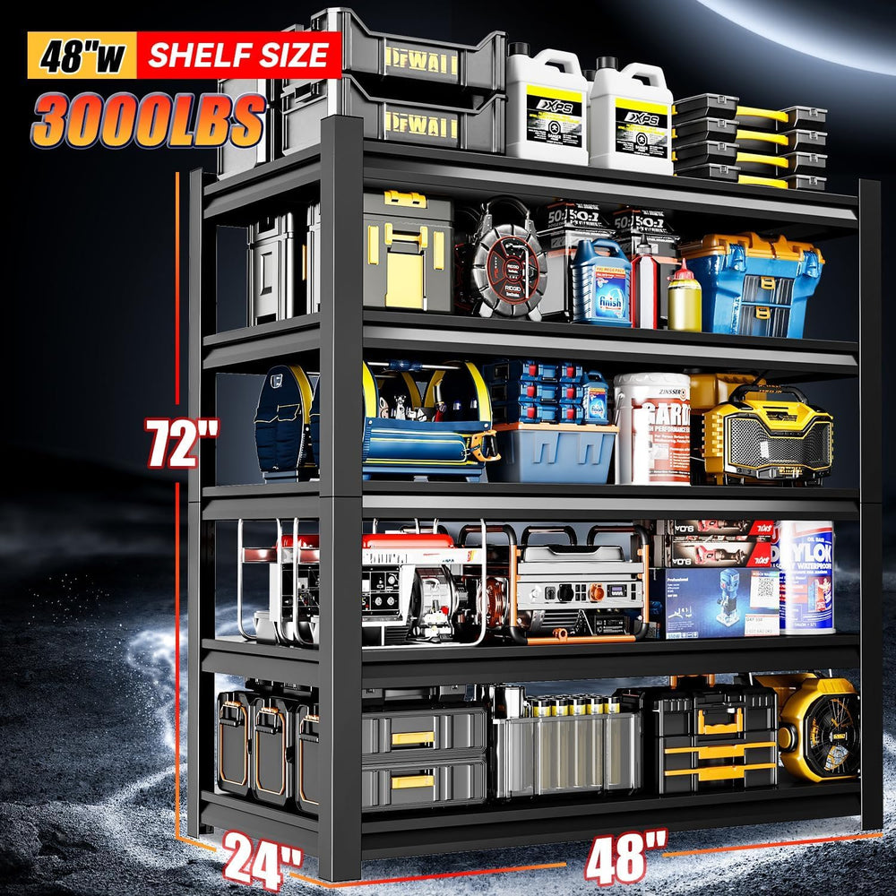 Set of 3 Garage Shelving,5-Tier Heavy Duty Shelving Unit,3000LBS Adjustable M...
