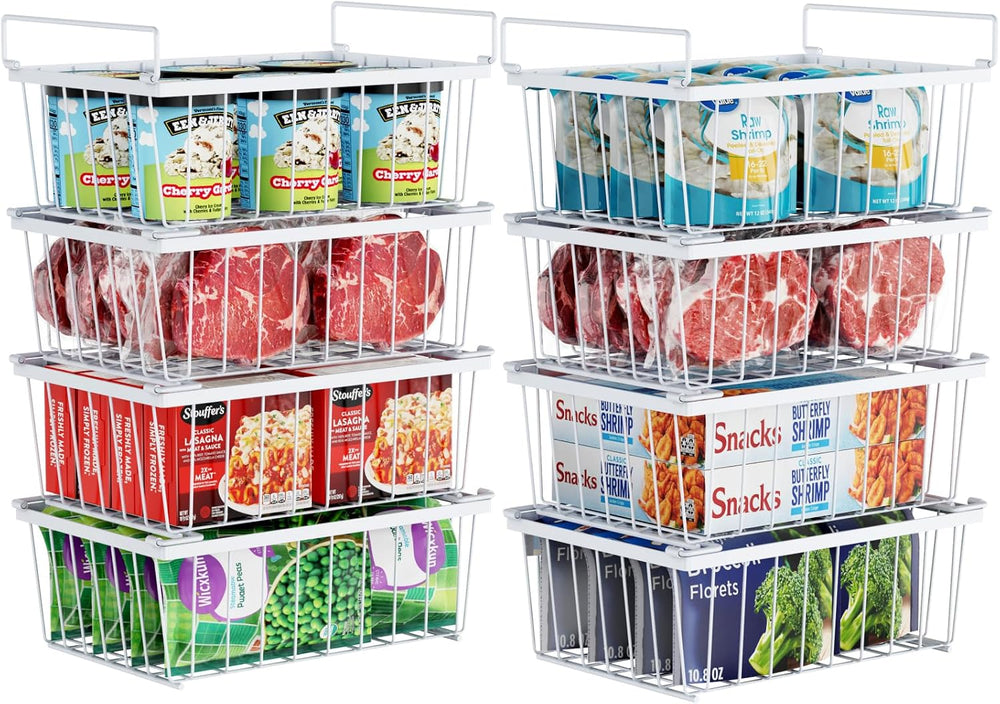 iSPECLE Chest Freezer Organizer Bins - Storage Baskets for 5 Cu.Ft, 8 Pack