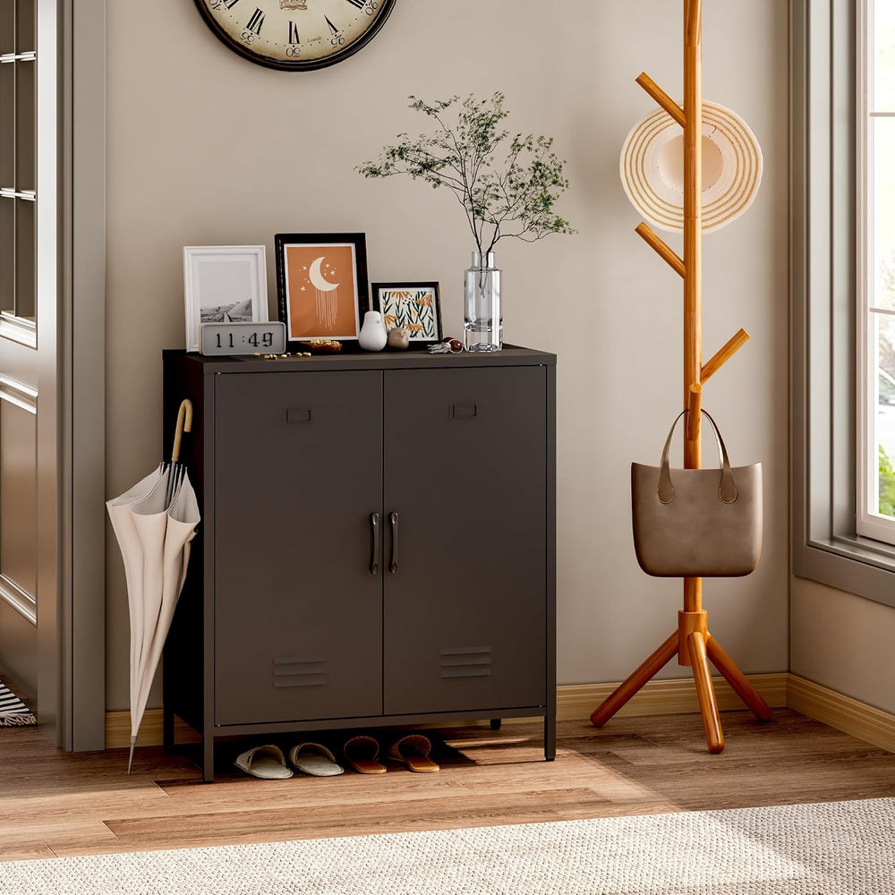 Steehoom Metal Cabinet with 2 Door, All Steel Small Locker Sideboard Buffet S...