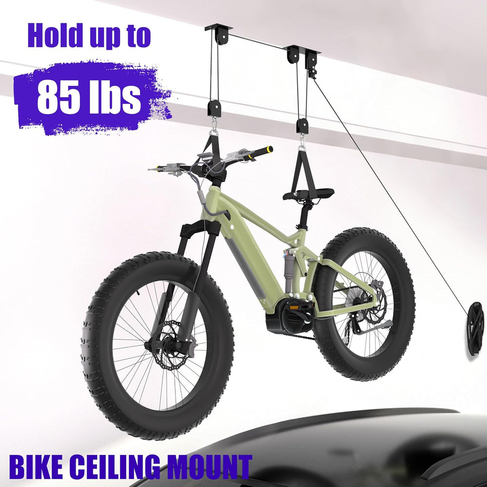TRUSOON 2-Pack Bike Hoist, Heavy Duty Ebike Pulley System for Garage, 85lb