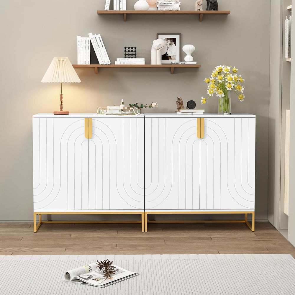 HLR Sideboard Buffet Cabinet with Storage, Modern Accent Cabinet Adjustable S...