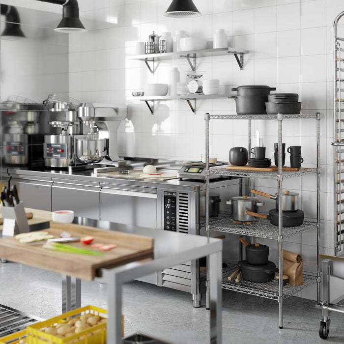 24" Deep x 24" Wide x 54" High 4 Tier Chrome Wire Shelving Kit | NSF Commercial Storage Rack Unit
