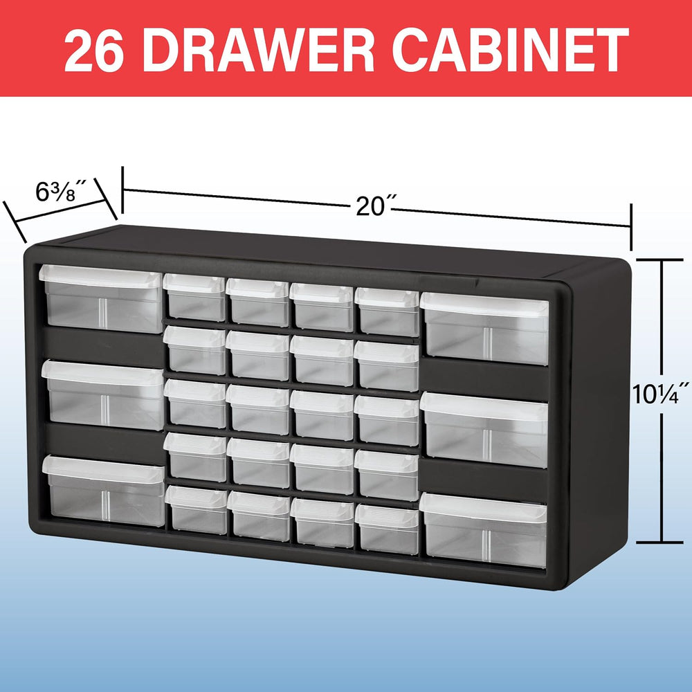 Akro-Mils 26-Drawer Plastic Storage Cabinet, 20"W x 6"D x 10"H...