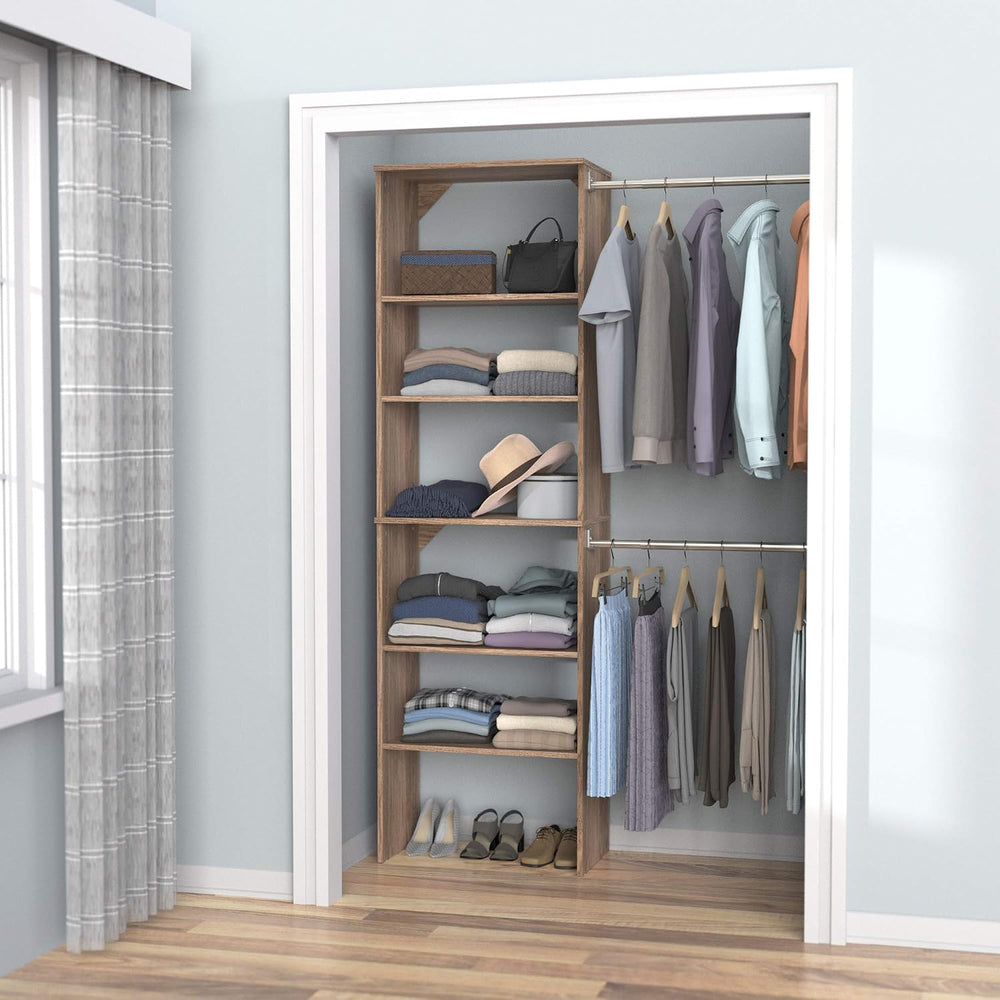ClosetMaid SuiteSymphony Wood Closet Organizer Starter Kit with Tower and 3 H...
