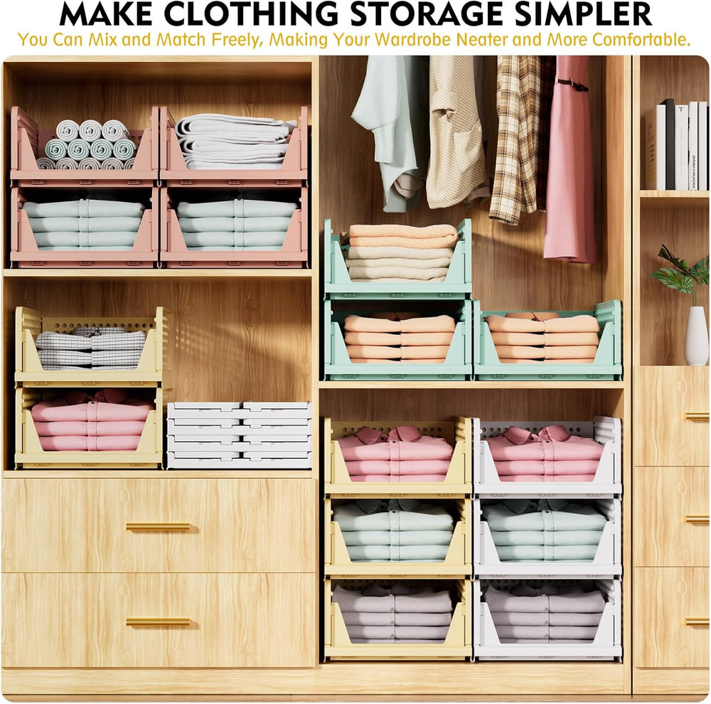 8 Pack Closet Organizers and Storage, Stackable & Foldable Closet Bins
