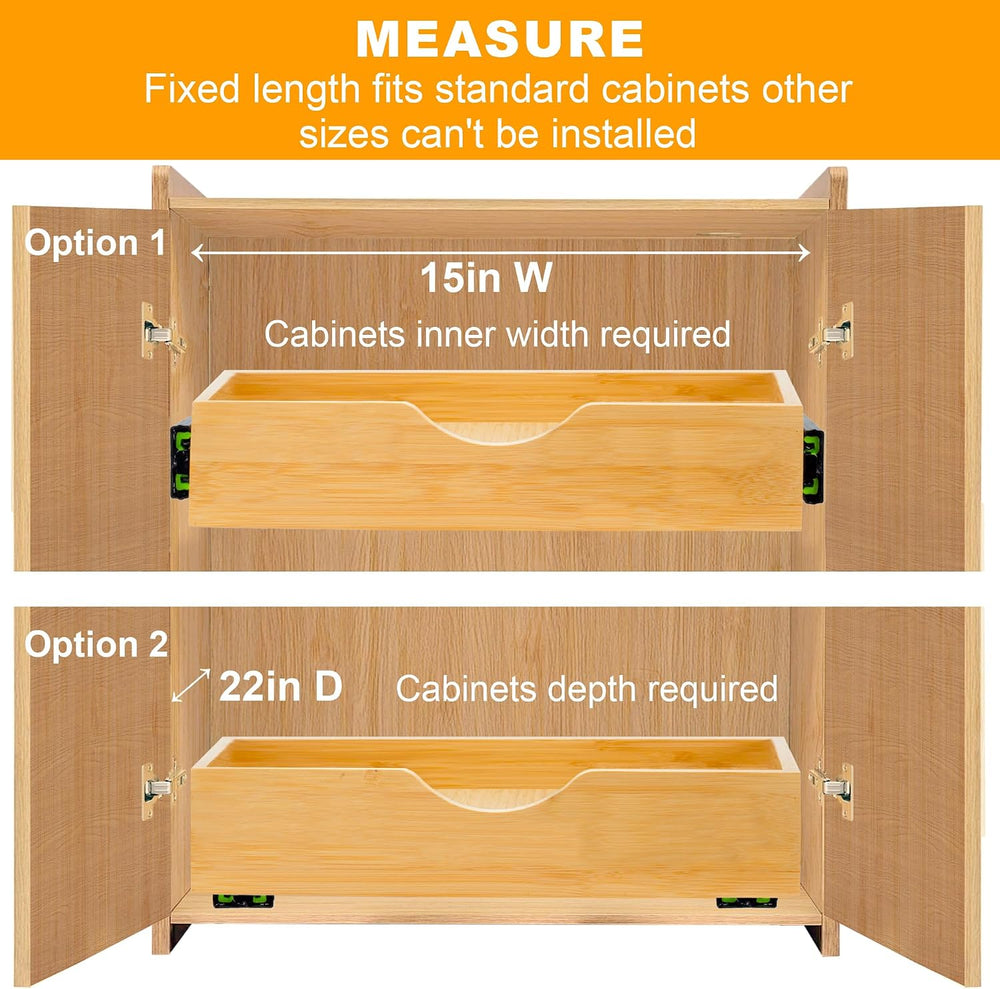 MinBoo Bamboo Pull Out Drawers for Cabinets 14" W x 21" D,Gliding S...
