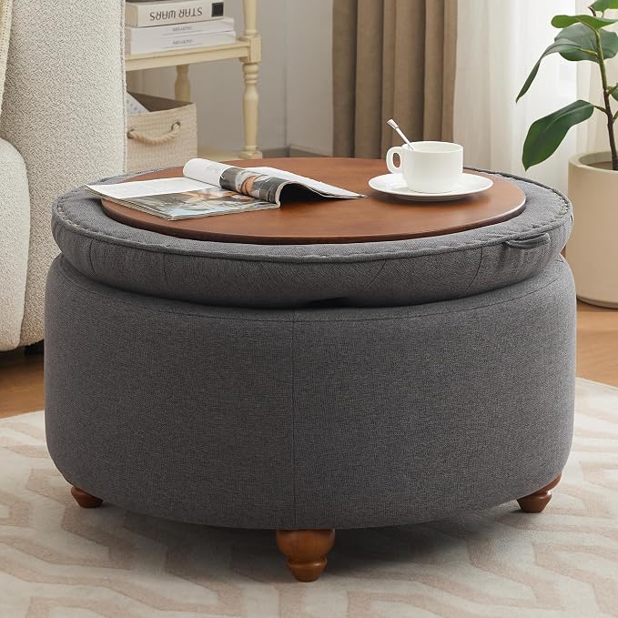 30Inch Round Storage Ottoman